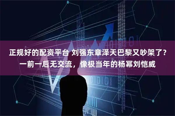 正规好的配资平台 刘强东章泽天巴黎又吵架了？一前一后无交流，像极当年的杨幂刘恺威